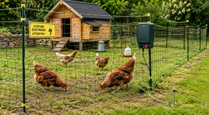 Clôture électrique poule