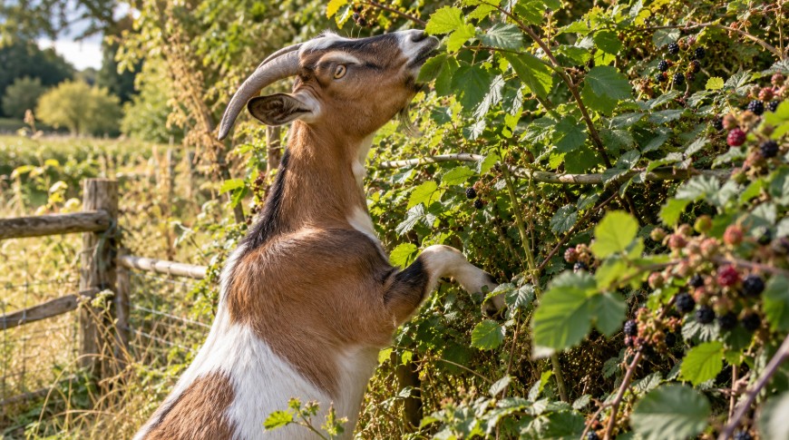 Chèvre mangeant des branchages